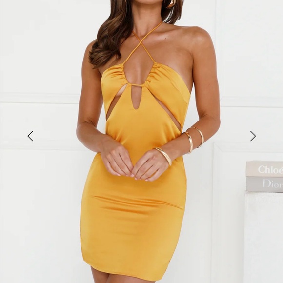 Orange Satin Mini Dress - Hello Molly NWT - Picture 2 of 8